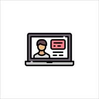 A person is on a laptop screen with a computer icon vector