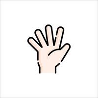 A hand with five fingers is shown in a flat style vector