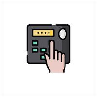 Hand pressing button on phone icon illustration vector