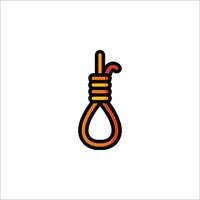 A black and orange symbol of a noose hanging from a rope vector