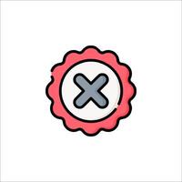 A red and white icon with an x on it vector
