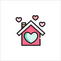 A house with hearts on it and a heart shape vector