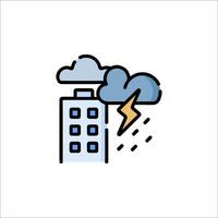 A building with a lightning and cloud icon vector