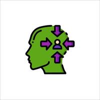 A green head with arrows pointing to it vector