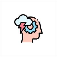A cloud with a gear in the head of a person vector