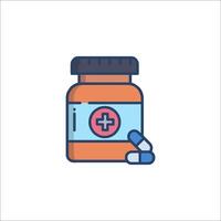 A bottle of pills and pills on a white background vector
