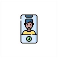 A man is looking at a phone icon vector