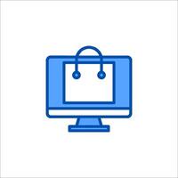 Shopping bag icon on a computer monitor vector