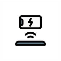 A black and white icon of a phone charging vector