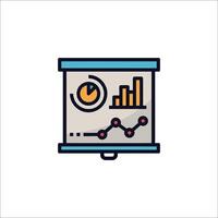 An icon of a presentation with a graph and bar chart vector