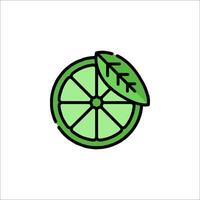 A lemon slice with a leaf on it vector