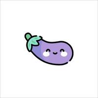 A cartoon eggplant with a smile on it vector