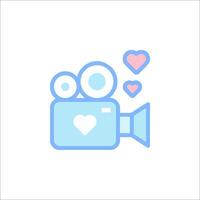 A camera with hearts and a heart icon vector