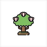 A tree with pink flowers on it vector