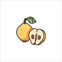A fruit with a slice cut in half and a leaf vector