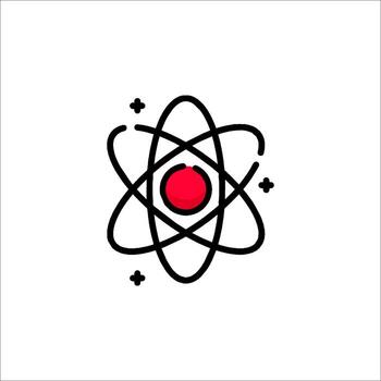 An atom symbol with a red dot on it vector