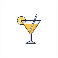 A cocktail with a slice of lemon and a straw vector