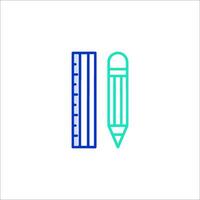 A pencil and ruler icon on a white background vector