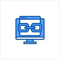 A computer monitor with a link icon vector