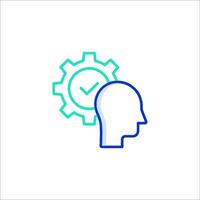 A person's head with gears and a clock icon vector