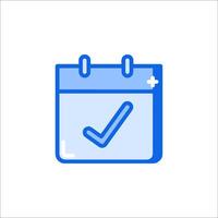 A calendar icon with a tick mark on it vector