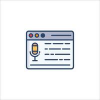 A microphone icon on a web page vector