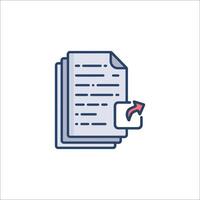 A document icon with a red arrow pointing to it vector