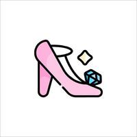 A pink high heel shoe with a diamond on it vector