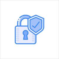 A blue lock with a check mark on it vector
