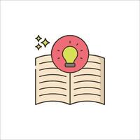 An open book with a light bulb on top vector