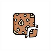 A piece of chocolate chip cookie with a bite taken out of it vector