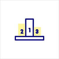 A blue and yellow line icon of a number vector