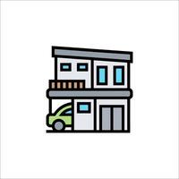 A house with a car parked in front of it vector
