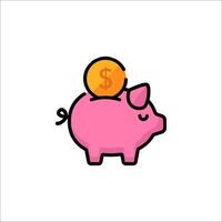 A piggy bank with a dollar coin on top vector