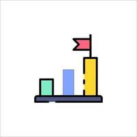 A bar chart with a flag on top of it vector