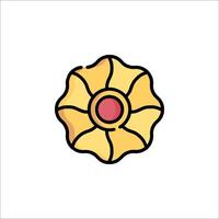 A golden flower icon with a red center vector