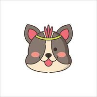 A cute dog with a feather headband on its head vector