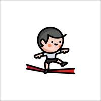 A cartoon character is jumping on a red rope vector
