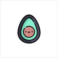 An avocado icon with a cute face vector