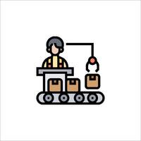A man is working on a conveyor belt with boxes vector