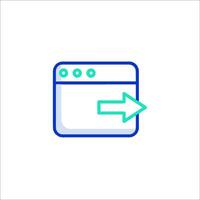 A blue and green icon of a computer screen with an arrow pointing to it vector