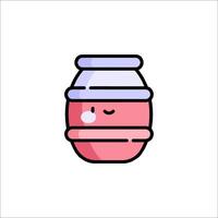 A jar with a face on it, with a pink lid vector