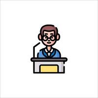 A man in glasses is standing at a podium vector