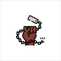 A hand holding a chain and a key vector