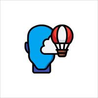 A cartoon head with a hot air balloon on it vector