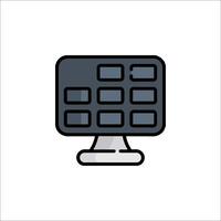 A computer monitor with a keyboard and mouse on it vector
