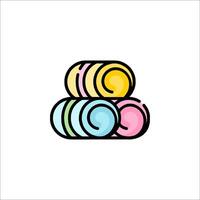 A stack of colorful rolls on a white background vector