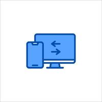 A computer and phone icon on a white background vector