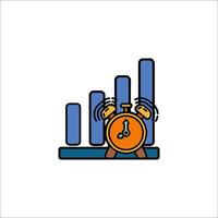 An alarm clock and bar graph icon vector