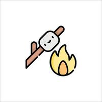 A marshmallow is on a stick and is burning vector